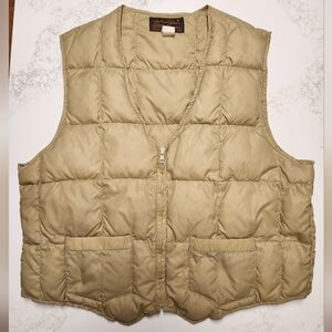 Eddie Bauer 1970s Vintage Beige Goose Down Vest - Size S